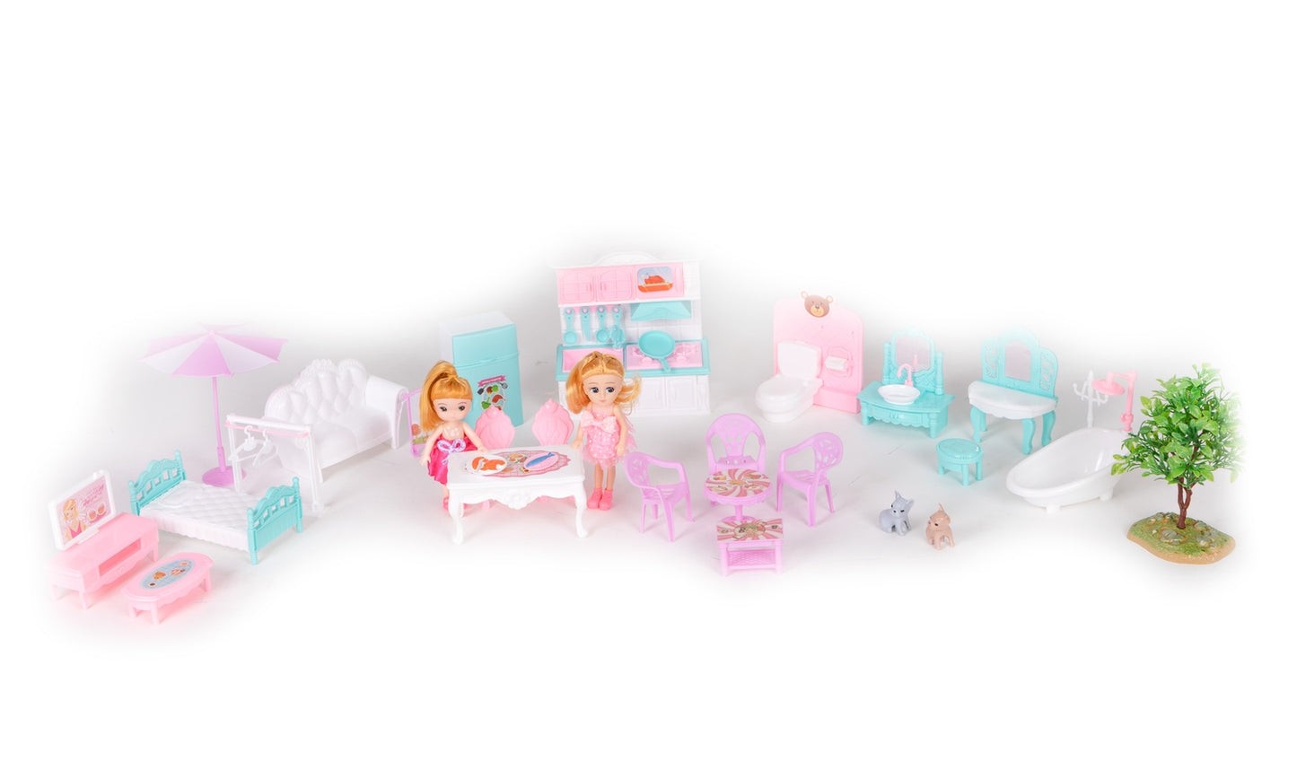 Large dollhouse foldable Villa + furniture doll garden
