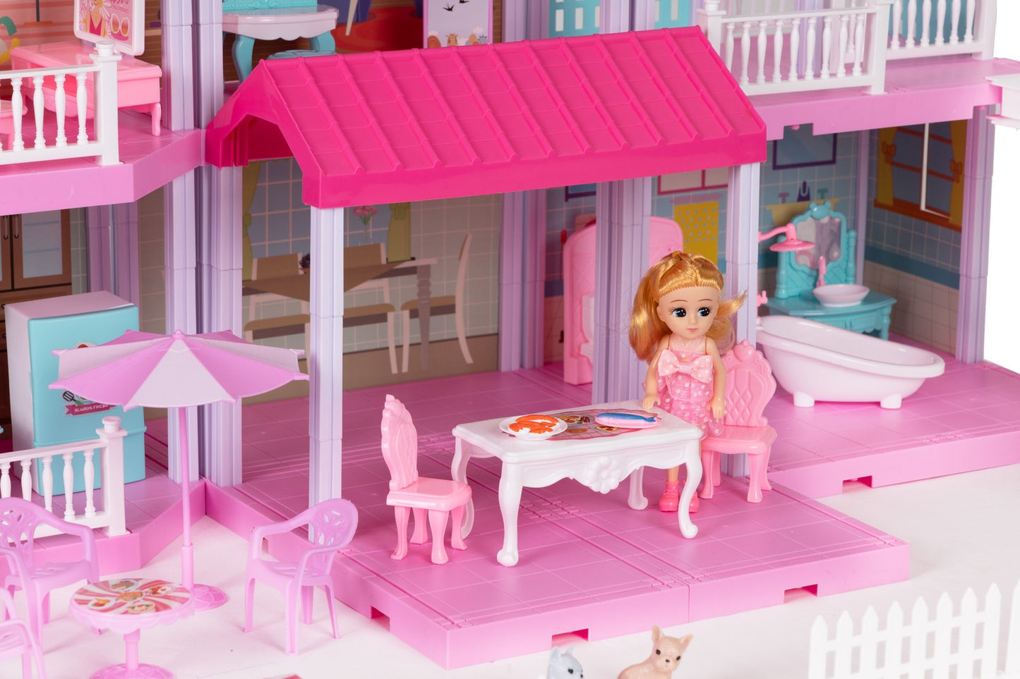Large dollhouse foldable Villa + furniture doll garden