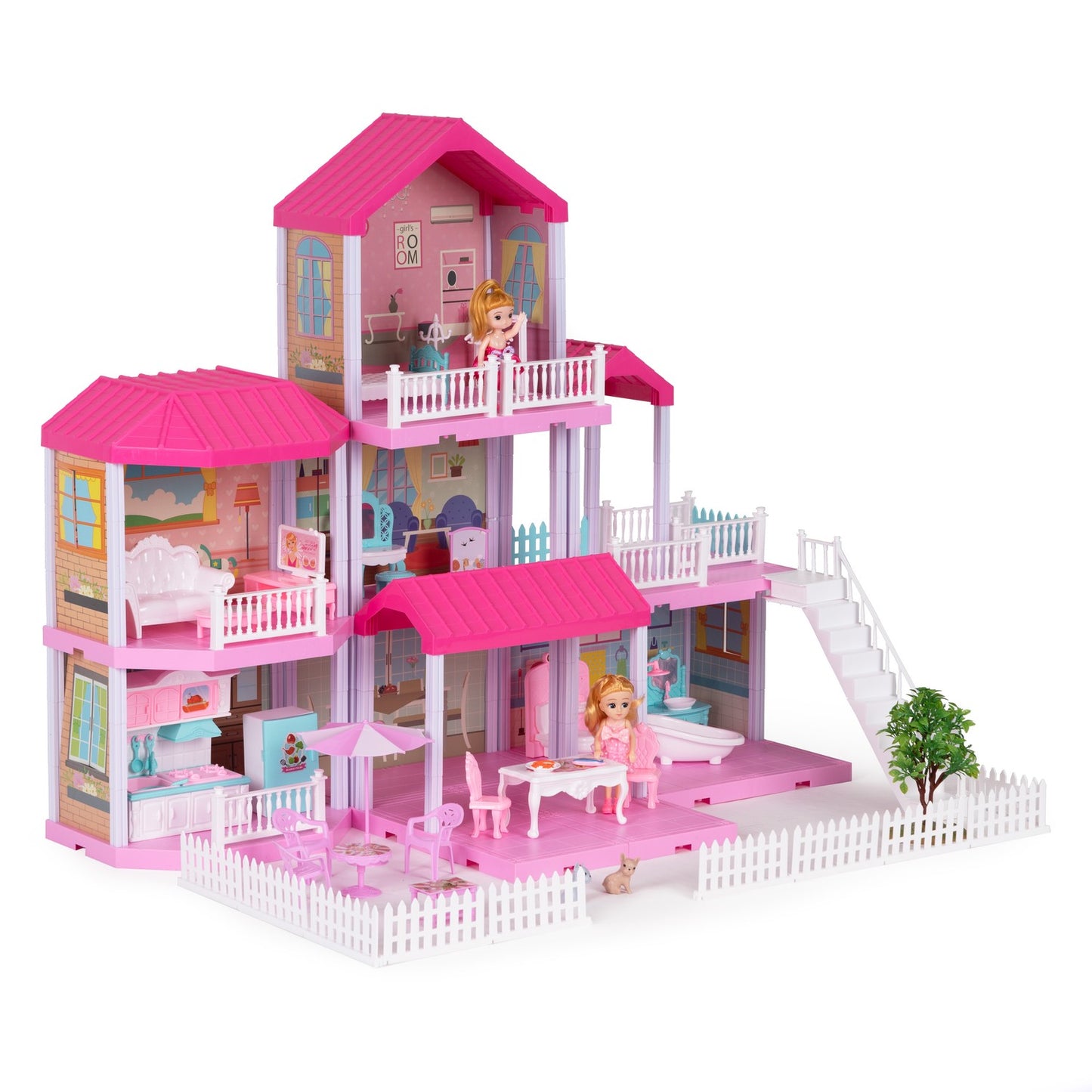 Large dollhouse foldable Villa + furniture doll garden