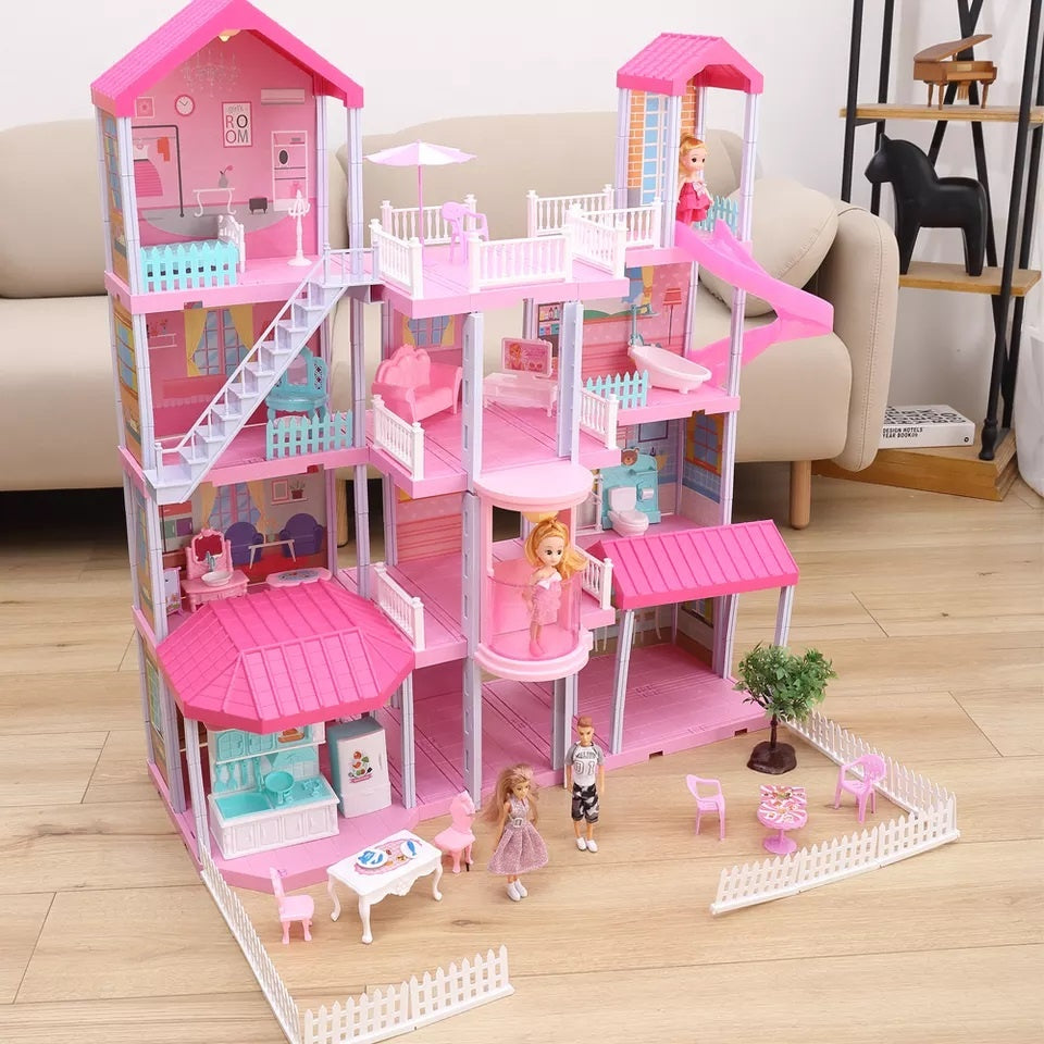 Large dollhouse with garden Villa furniture LED lamps