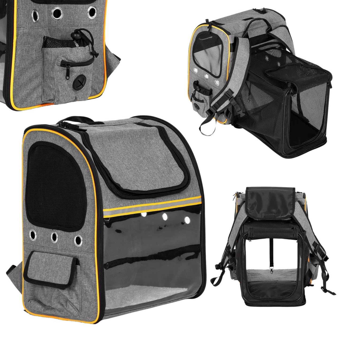 Large, durable, foldable backpack for transporting cats and dogs