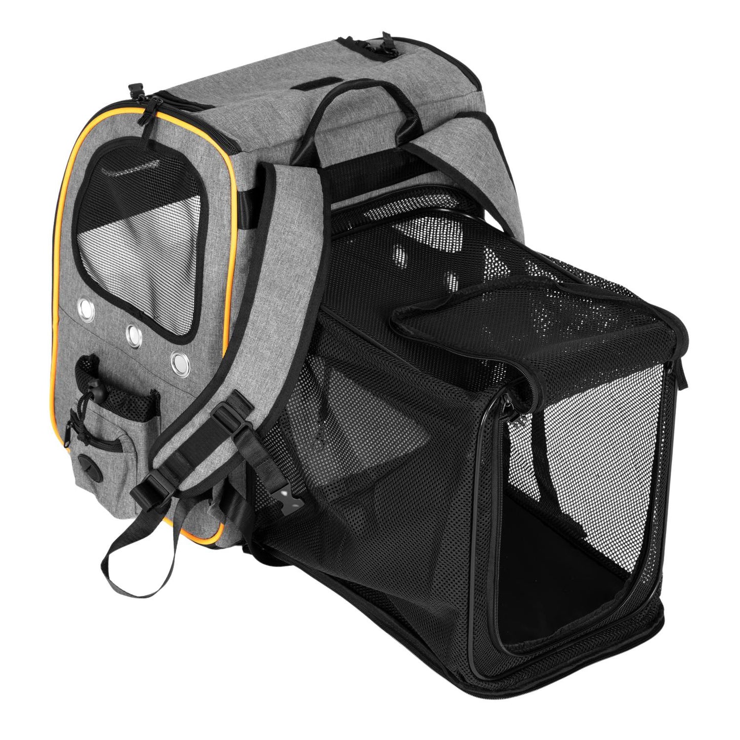 Large, durable, foldable backpack for transporting cats and dogs