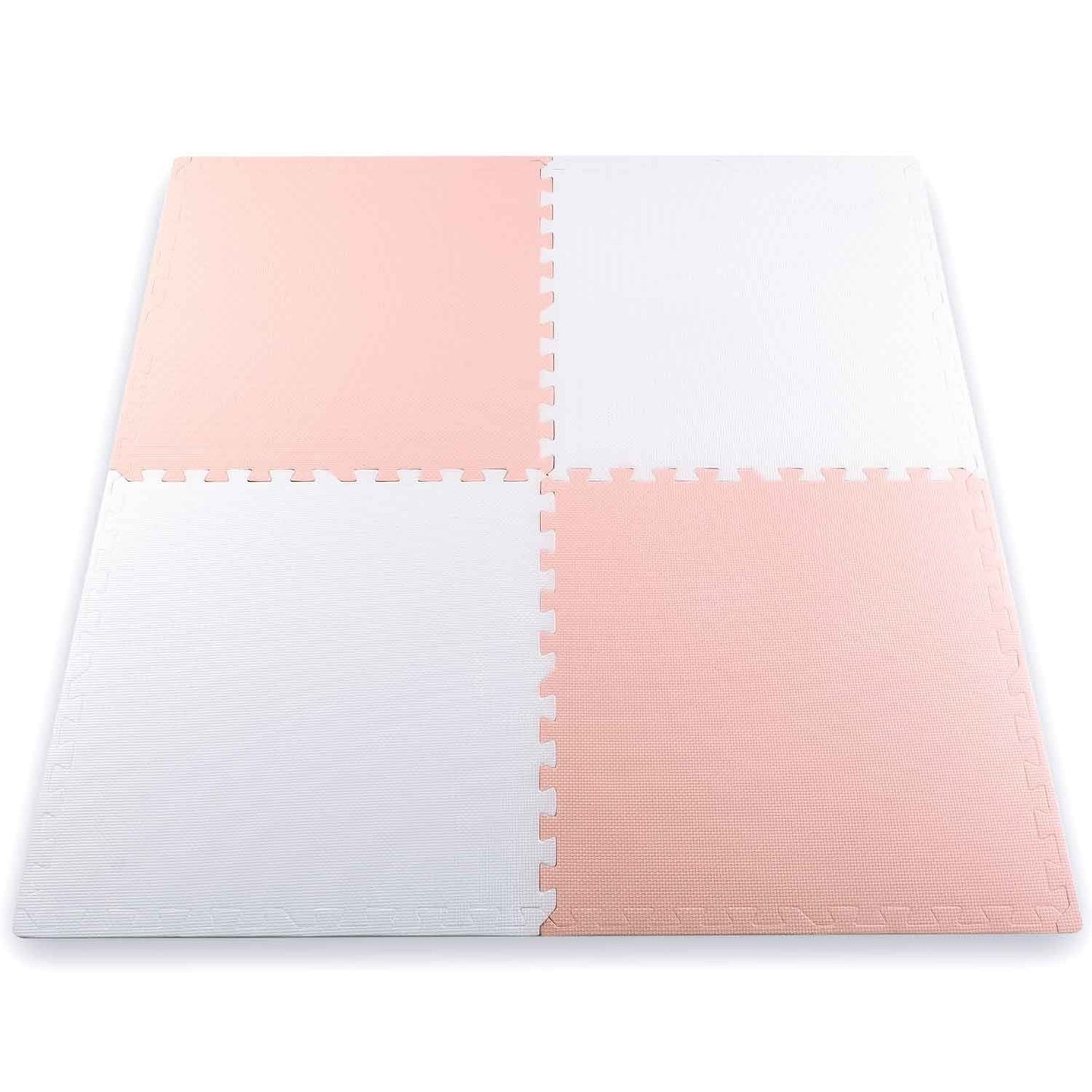Large educational foam mat with puzzles from Ricokids, peach white and white