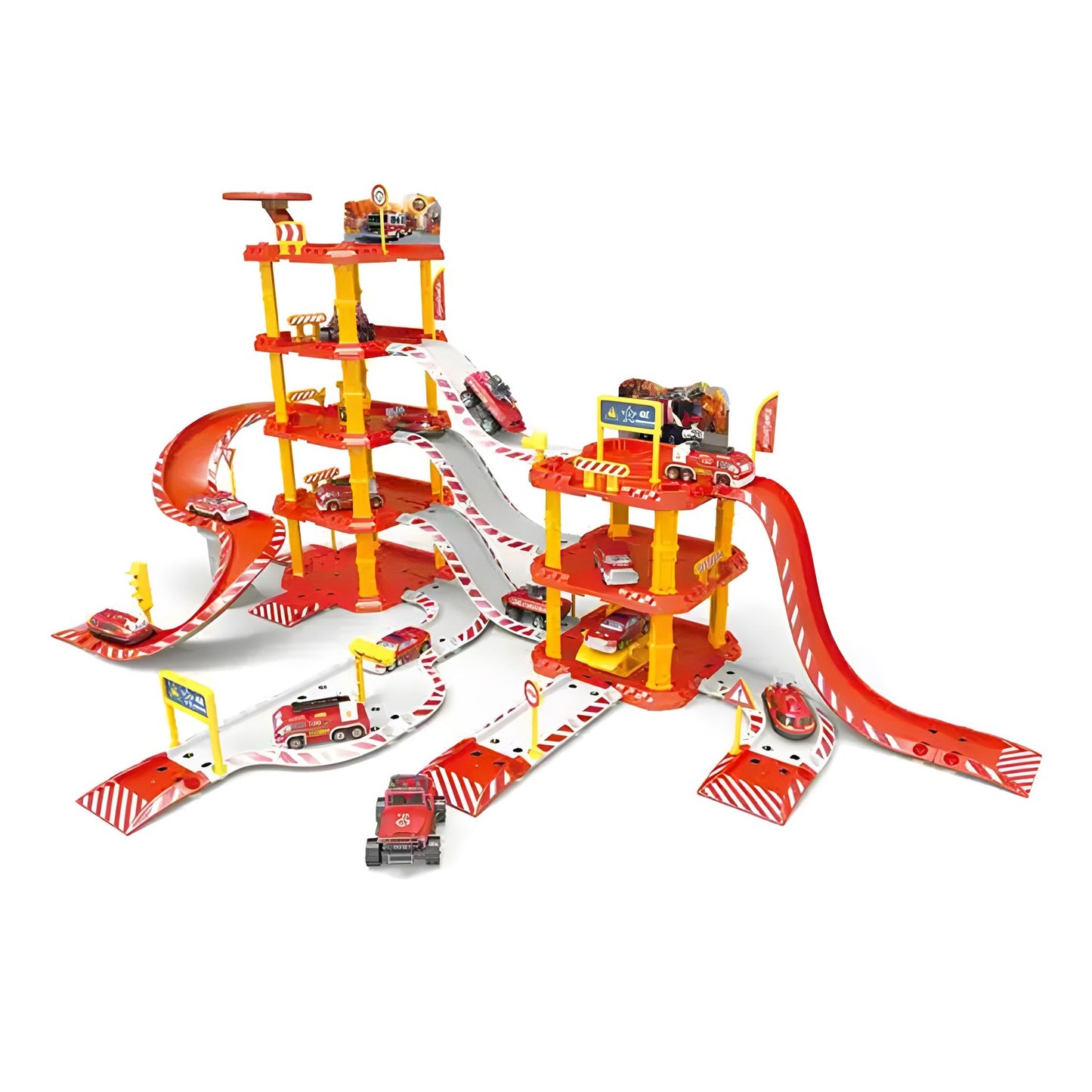 Large fire station parking garage, 4 levels, gas station, 100 elements