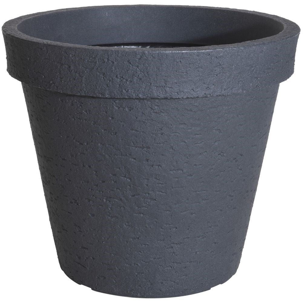 Large flower pot in weather-resistant plastic that imitates stone