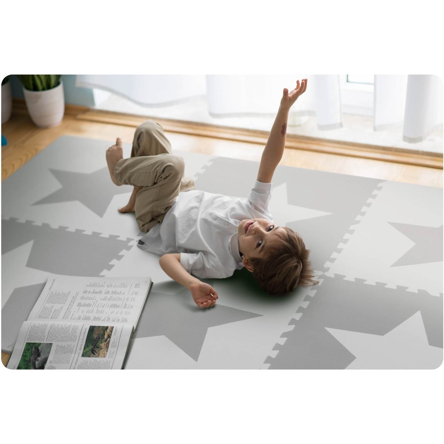 Large foam floor puzzle Chess board 180x180 cm 9 parts - Stars