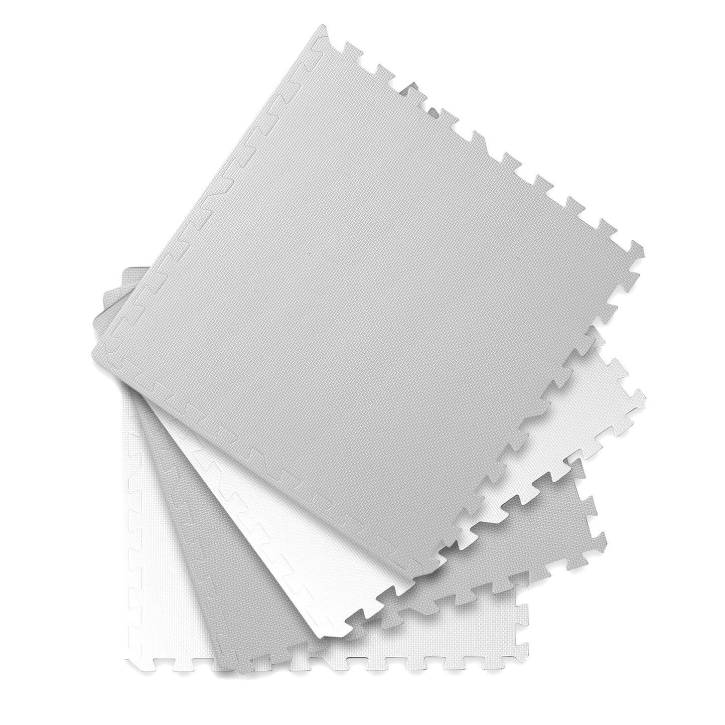 Large foam mat, Ricokids puzzle 60x60cm 4 pcs white and gray
