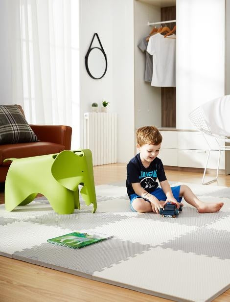 Large foam mat, Ricokids puzzle 60x60cm 4 pcs white and gray
