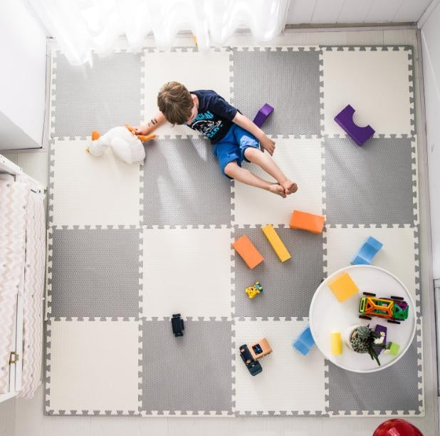 Large foam mat, Ricokids puzzle 60x60cm 4 pcs white and gray