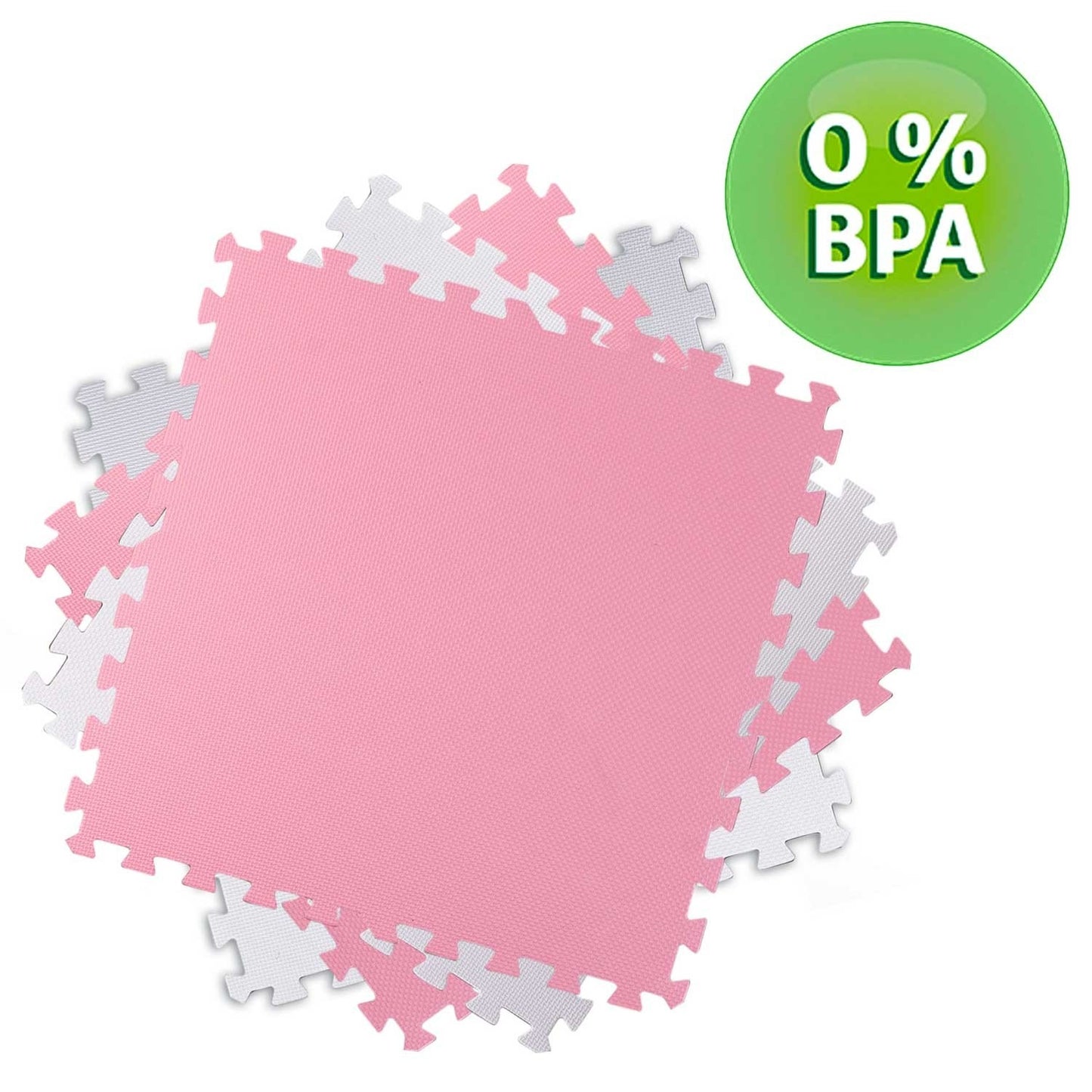 Large foam mat educational puzzle Ricokids pink and white