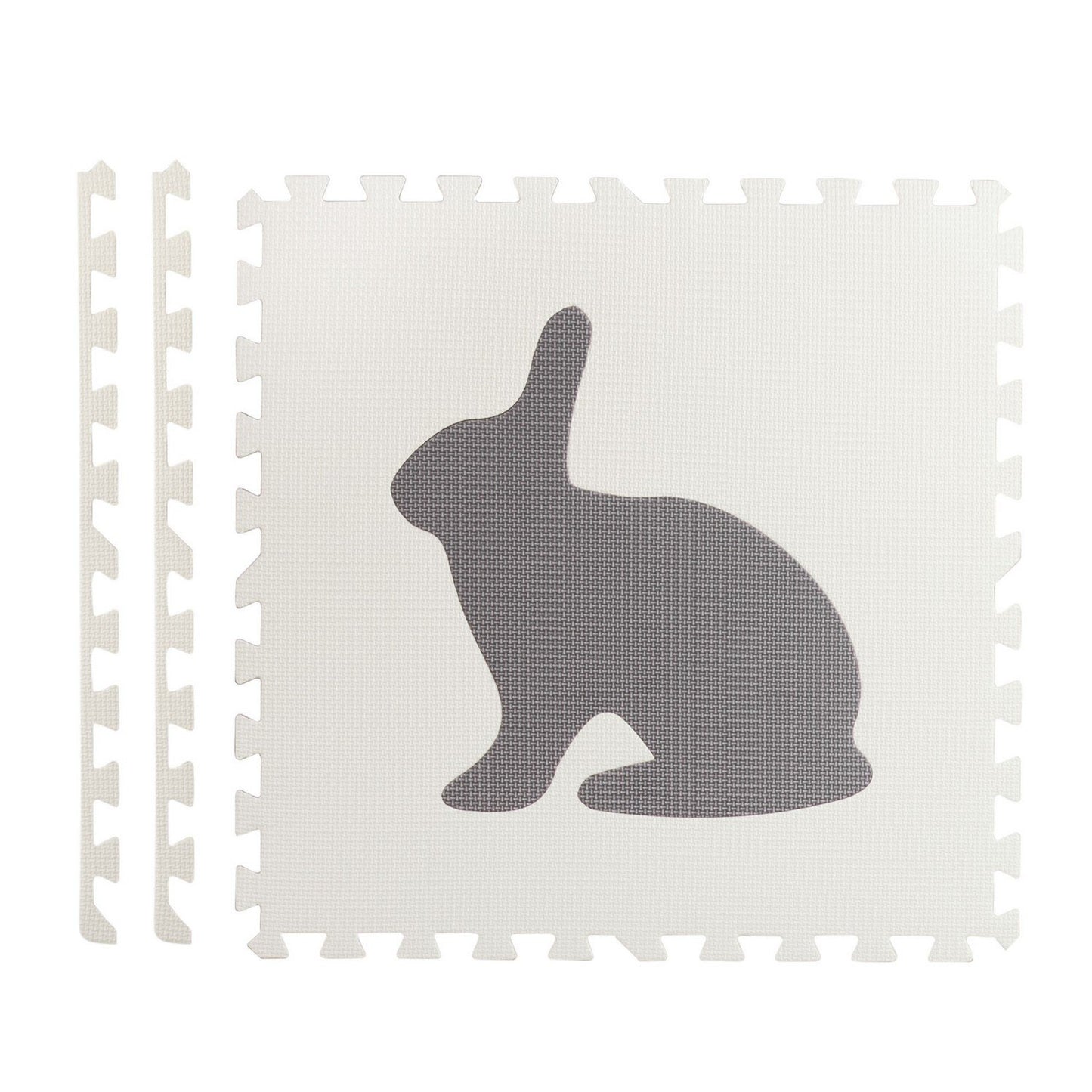 Large foam mat, puzzle, animal motif in white and grey, 6 pcs