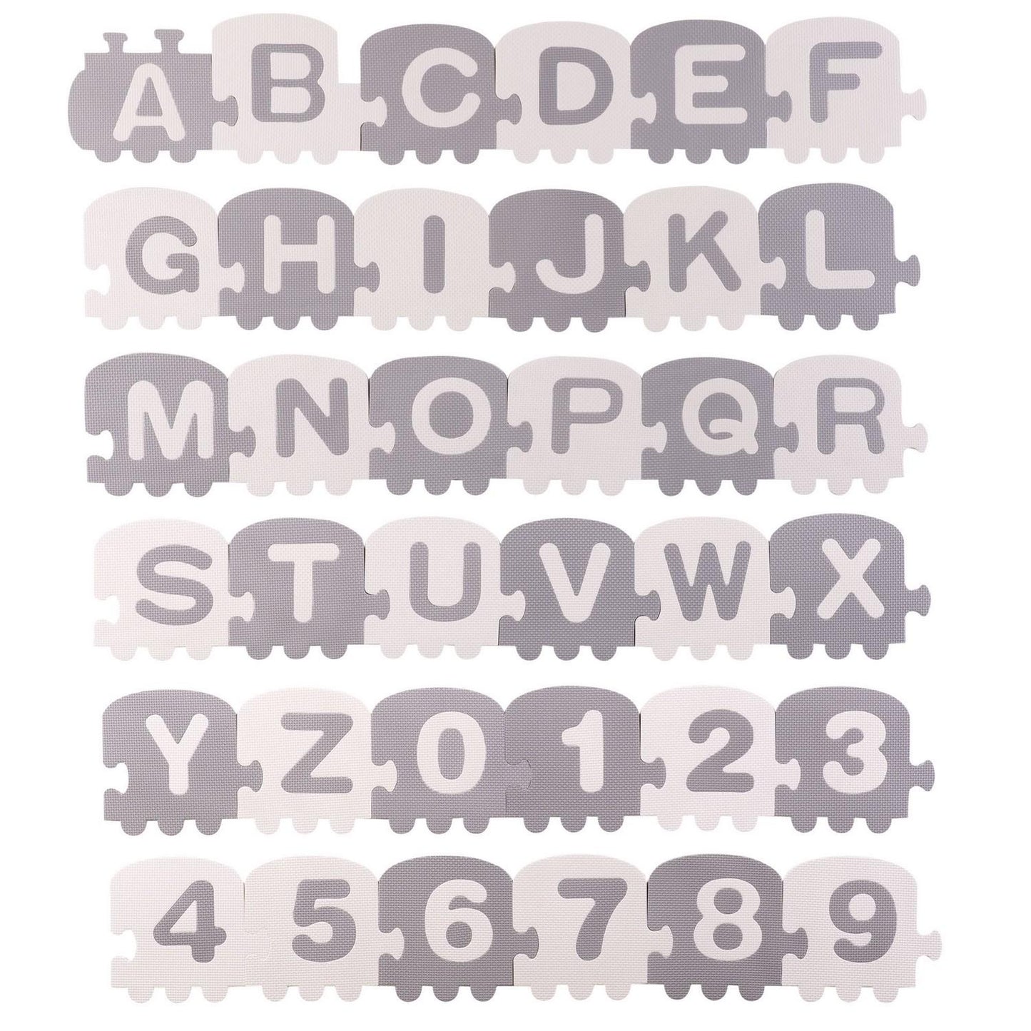Large foam mat, puzzle, train, letters 36 pcs
