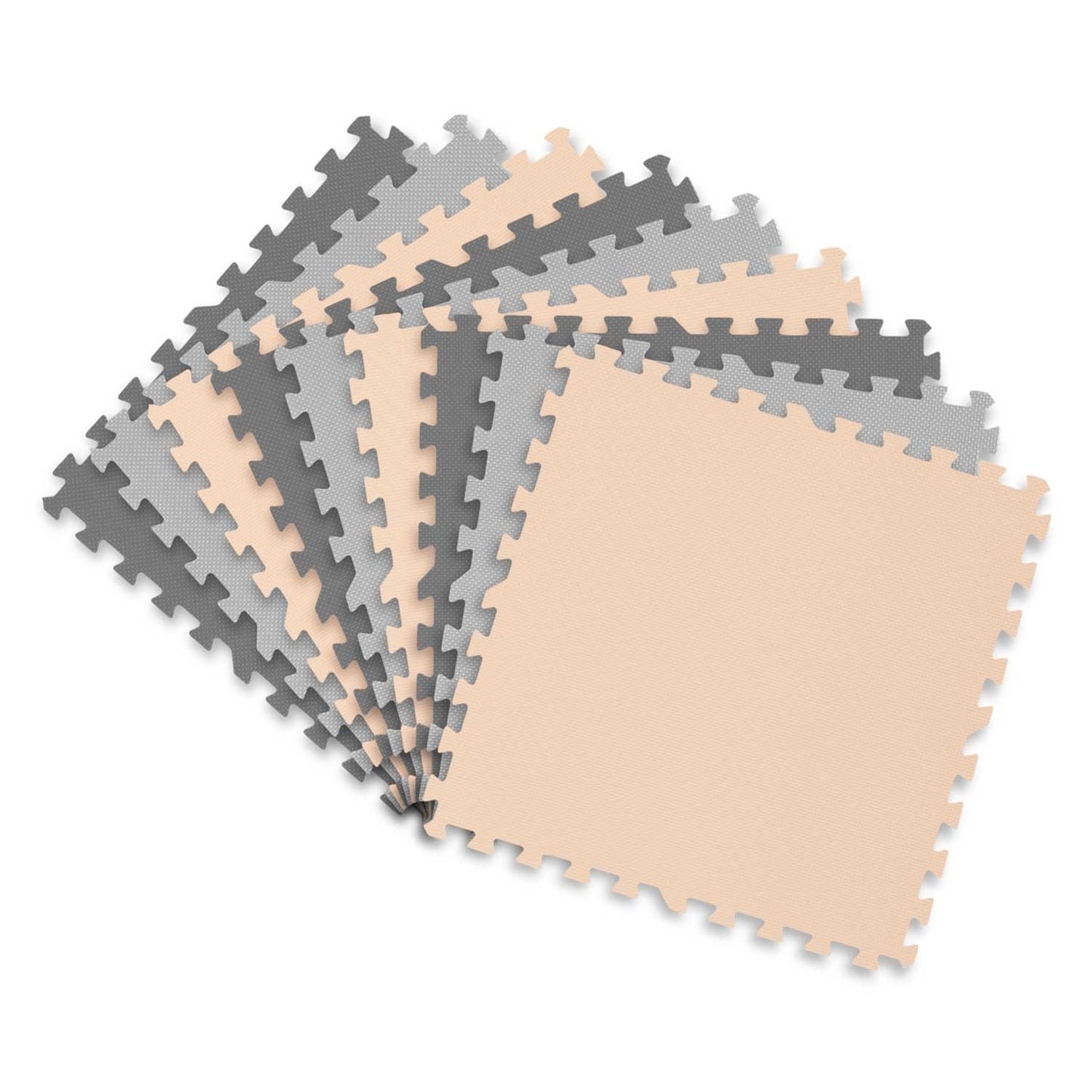 Large foam puzzle mat Ricokids 180x180cm 9 pcs gray-peach