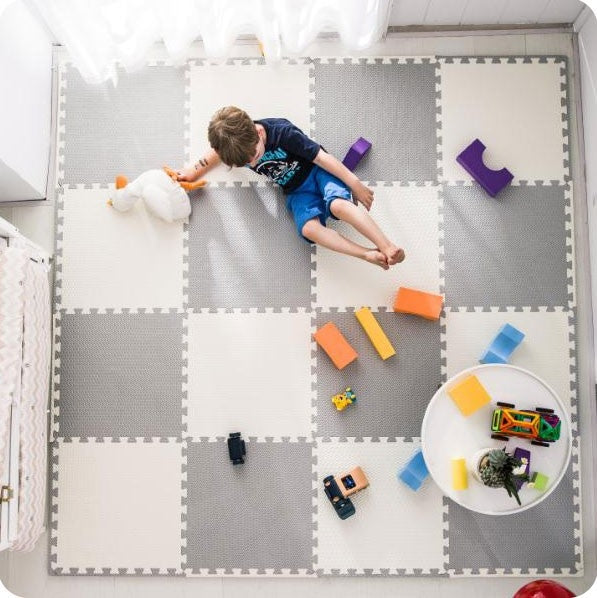 Large foam puzzle mat white-gray Ricokids 180x180cm 9pcs