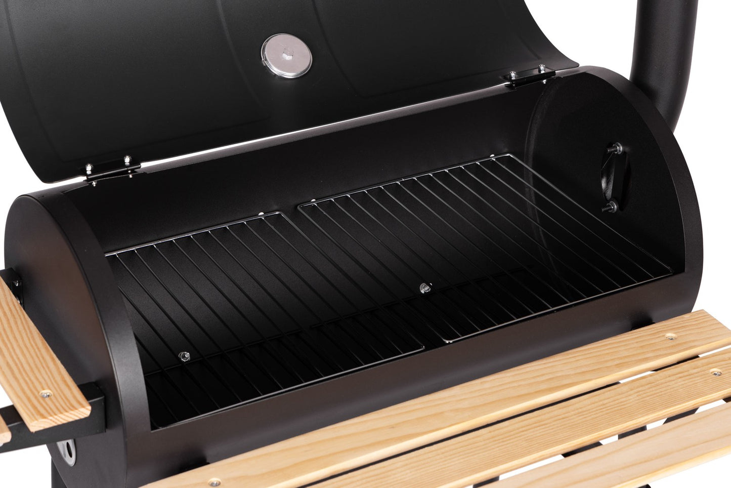 Large garden grill with thermometer, chimney, 3 shelves, wheels, MultiGarden