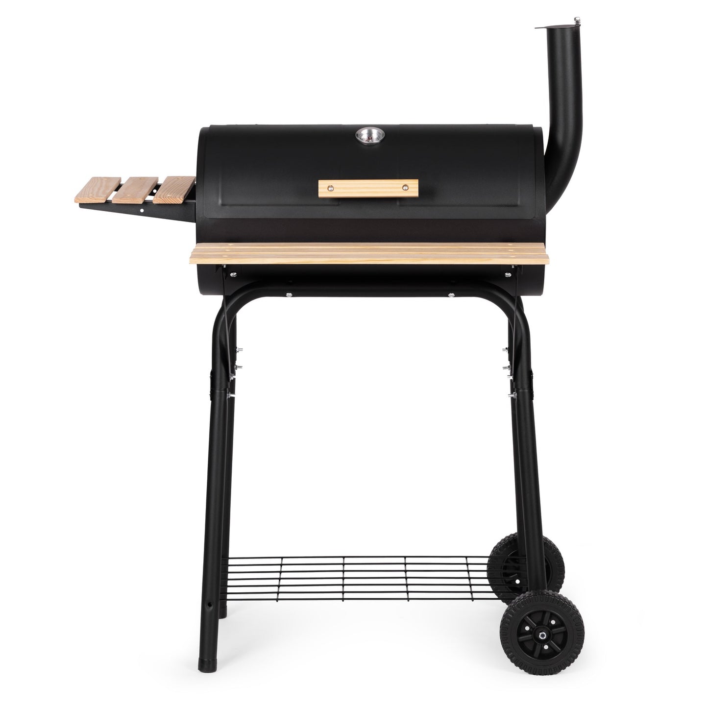 Large garden grill with thermometer, chimney, 3 shelves, wheels, MultiGarden