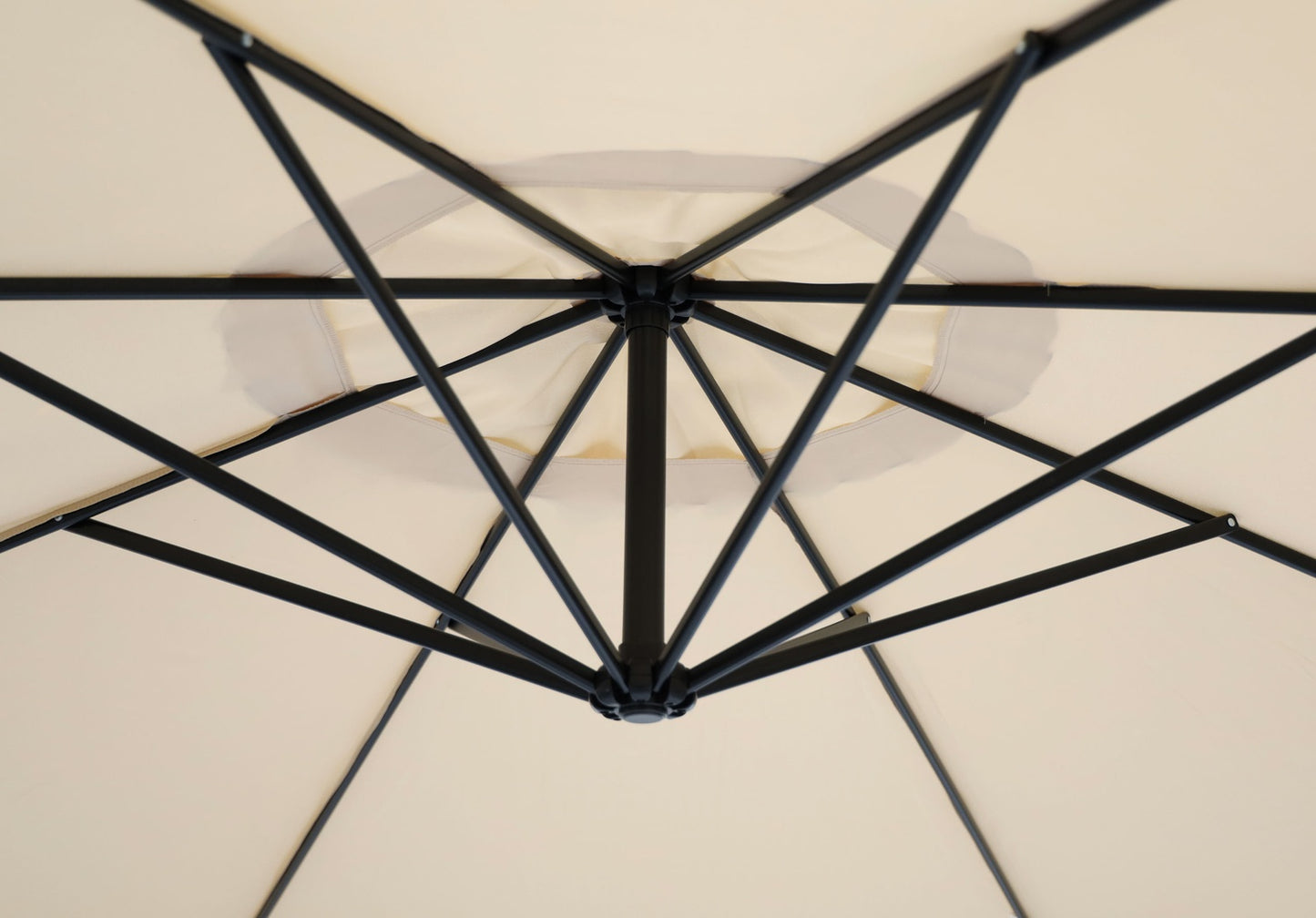 Large garden umbrella on a folding arm, 3.5 m, beige