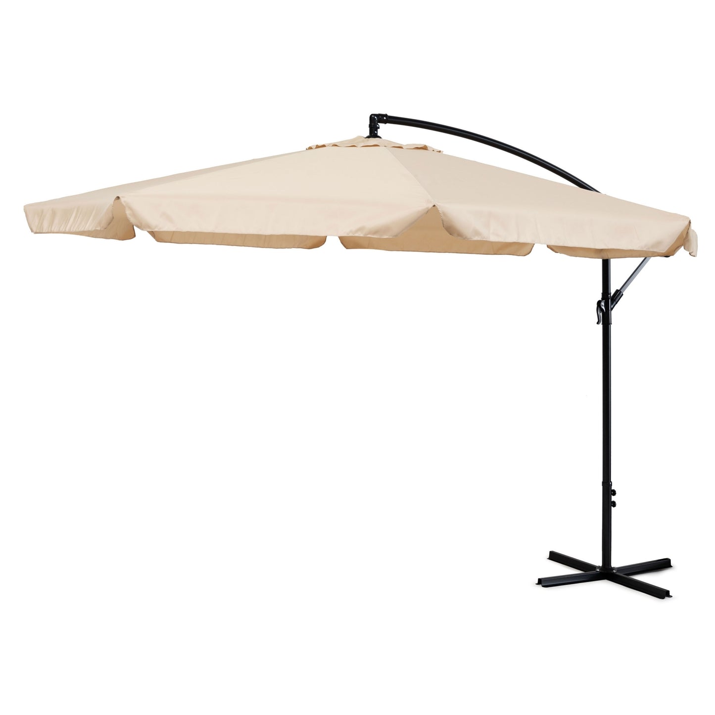 Large garden umbrella on a folding arm, 3.5 m, beige