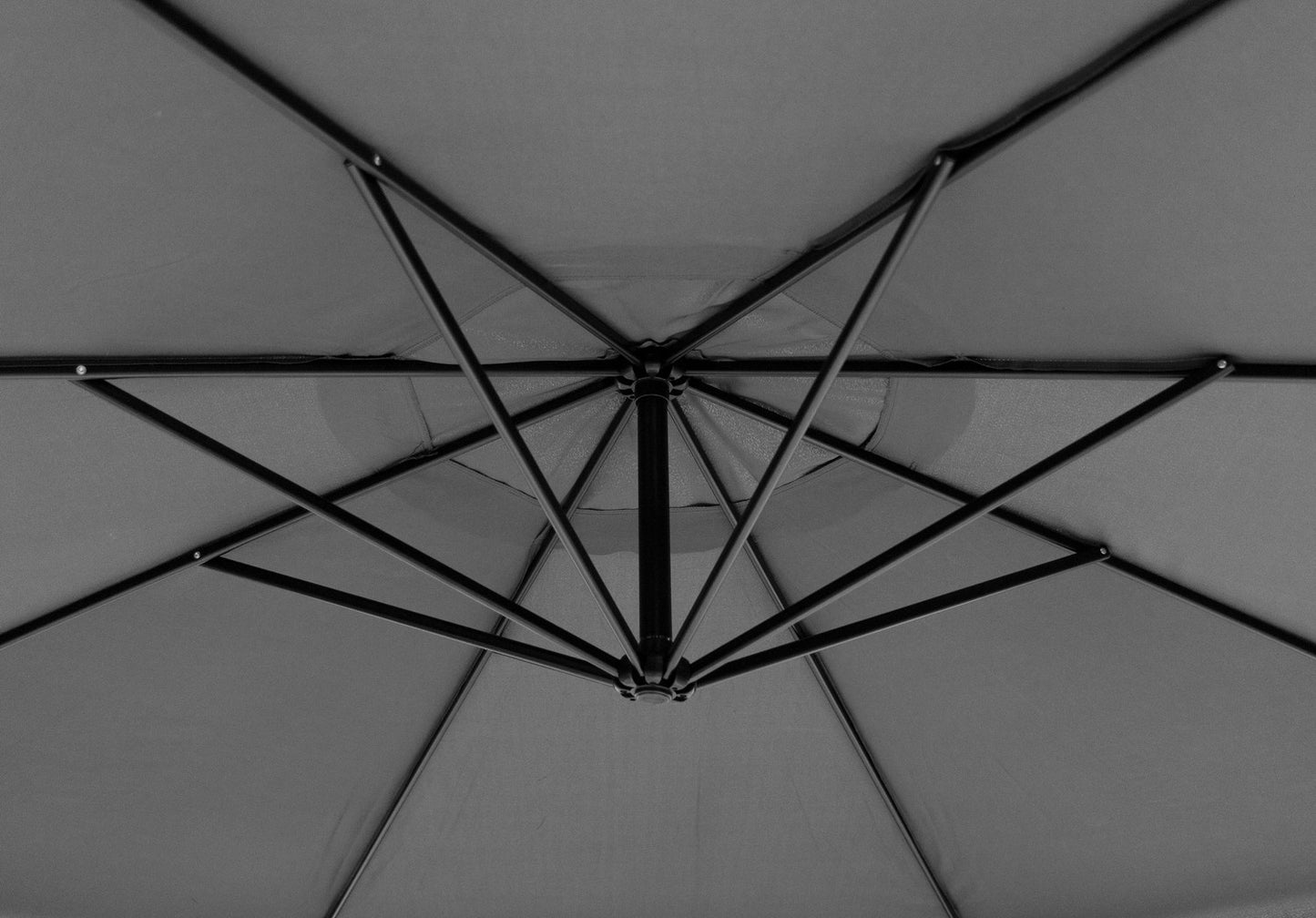 Large garden umbrella on a folding arm, 3.5 m, gray