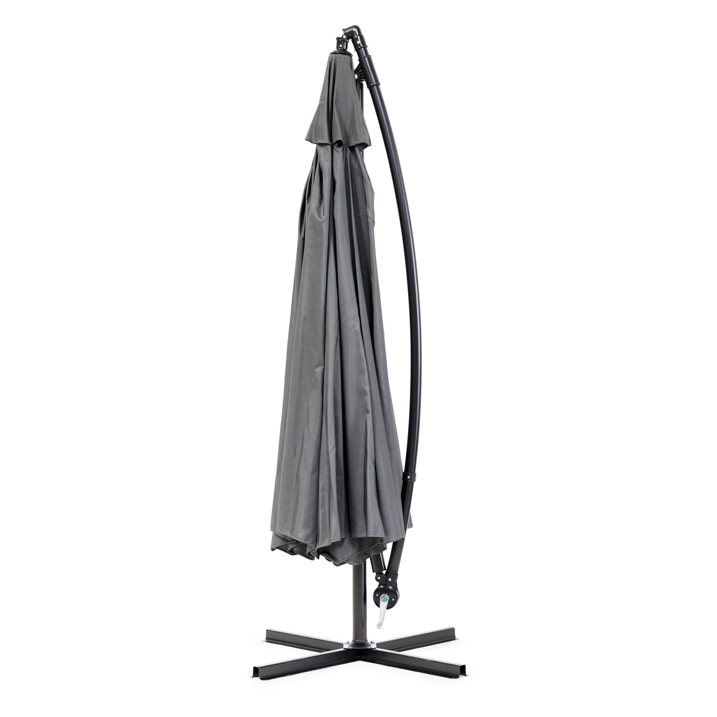 Large garden umbrella on a folding arm, 3.5 m, gray