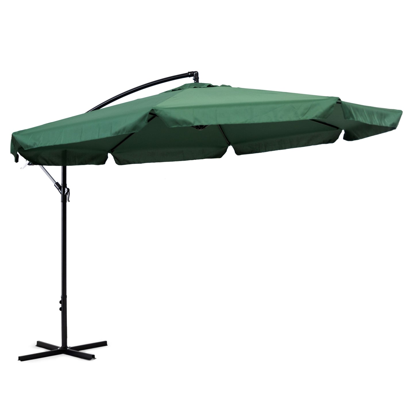 Large garden umbrella on a folding arm, 3.5 m, green