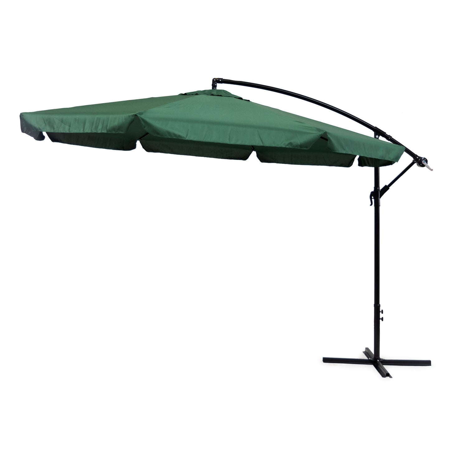 Large garden umbrella on a folding arm, 3.5 m, green