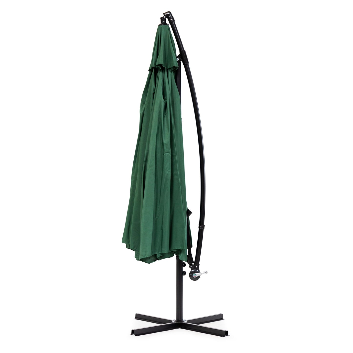 Large garden umbrella on a folding arm, 3.5 m, green