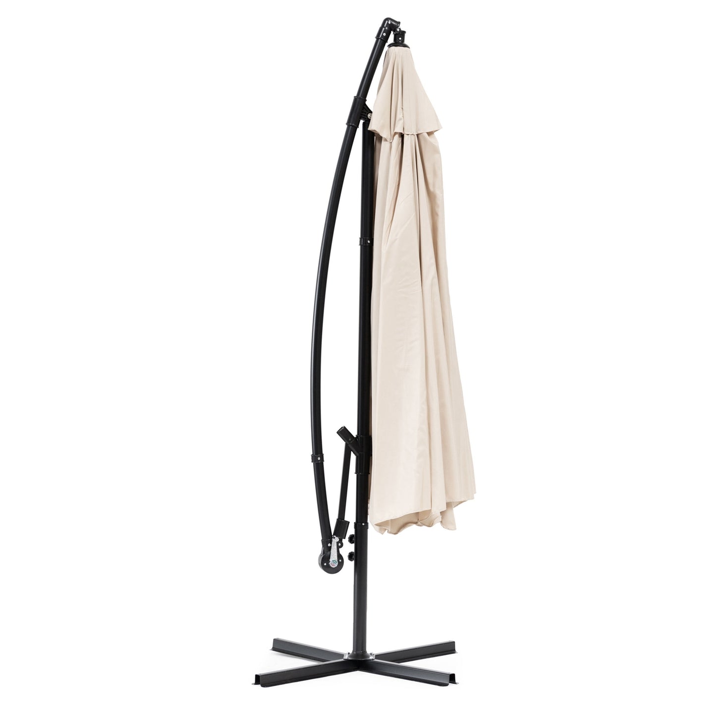 Large garden umbrella with a boom, foldable, 3 m, beige, 6 ribs
