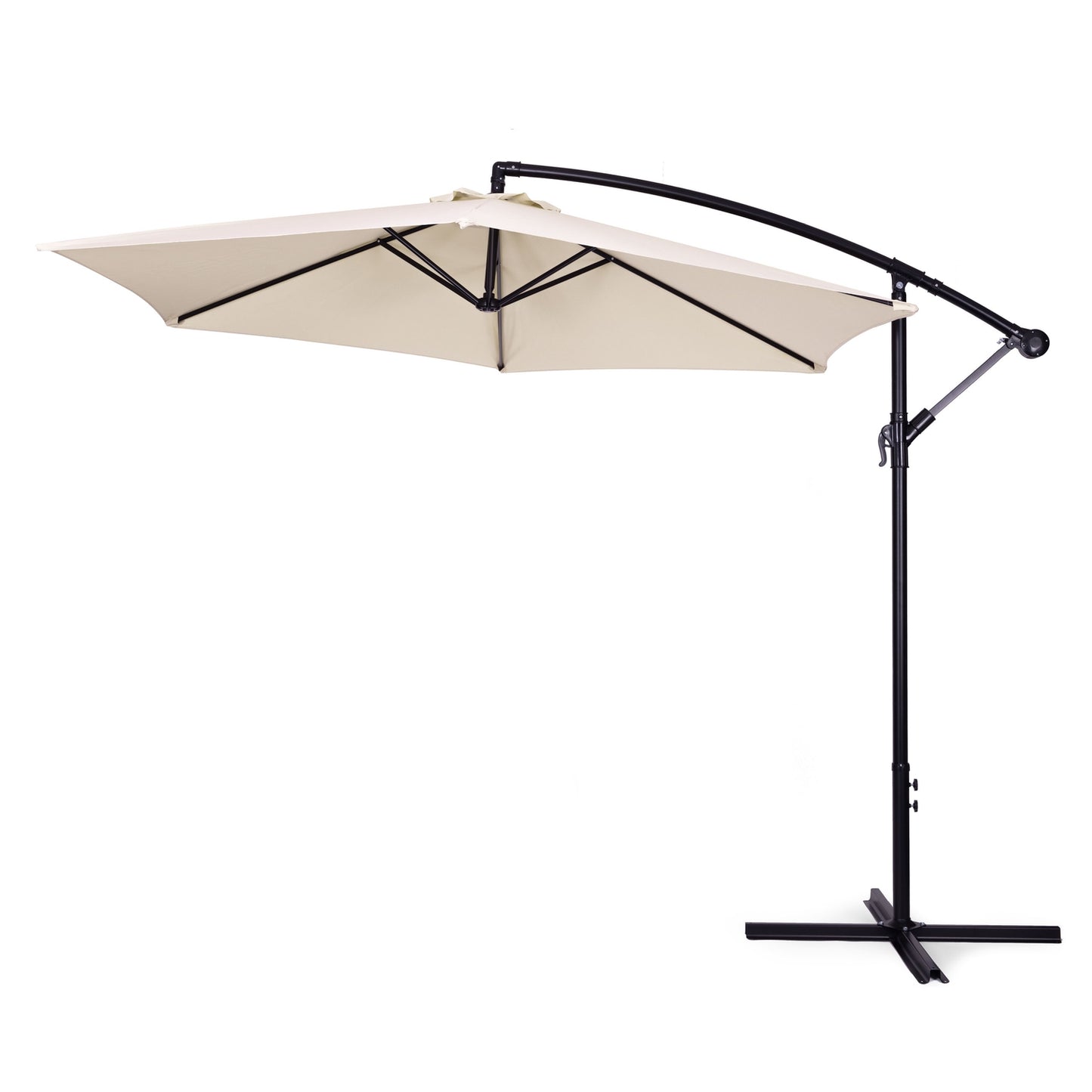 Large garden umbrella with a boom, foldable, 3 m, beige, 6 ribs