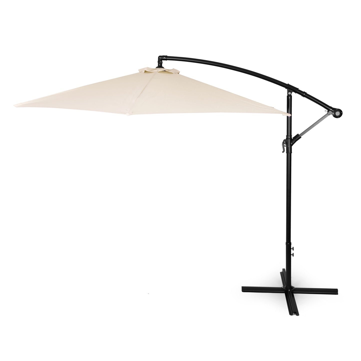 Large garden umbrella with a boom, foldable, 3 m, beige, 6 ribs