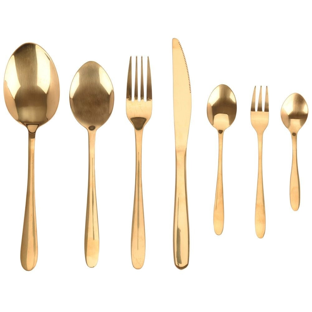 Large gold cutlery set 39 pieces for 6 people, dishwasher safe
