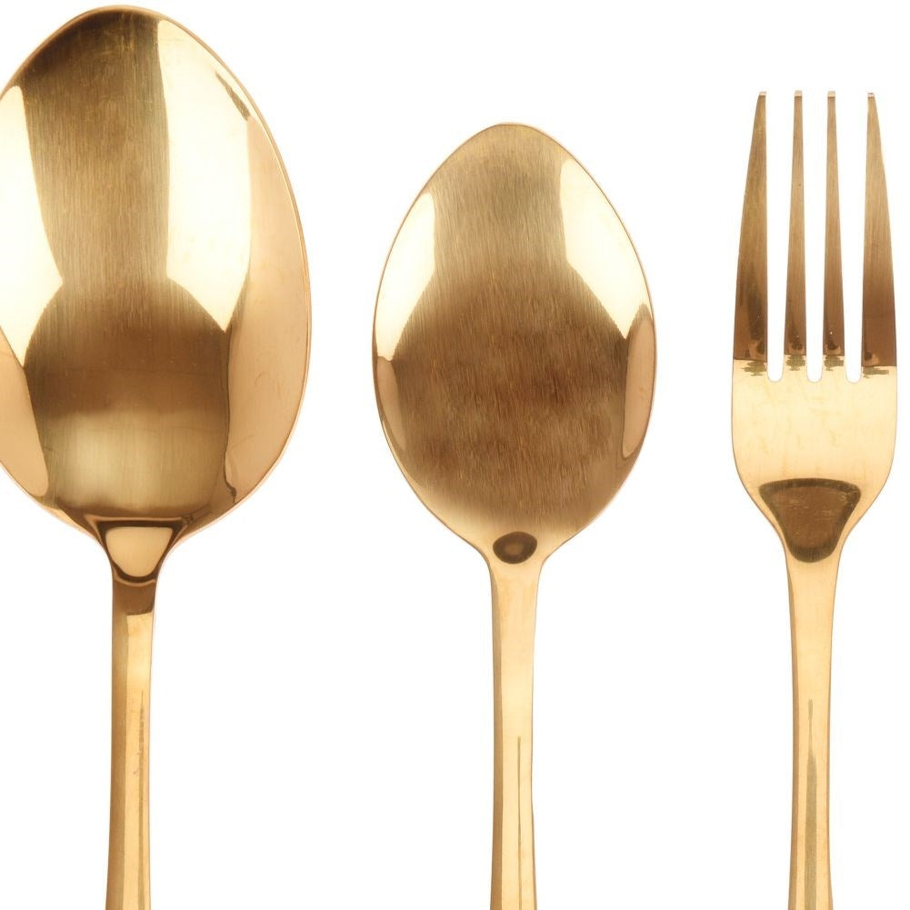 Large gold cutlery set 39 pieces for 6 people, dishwasher safe