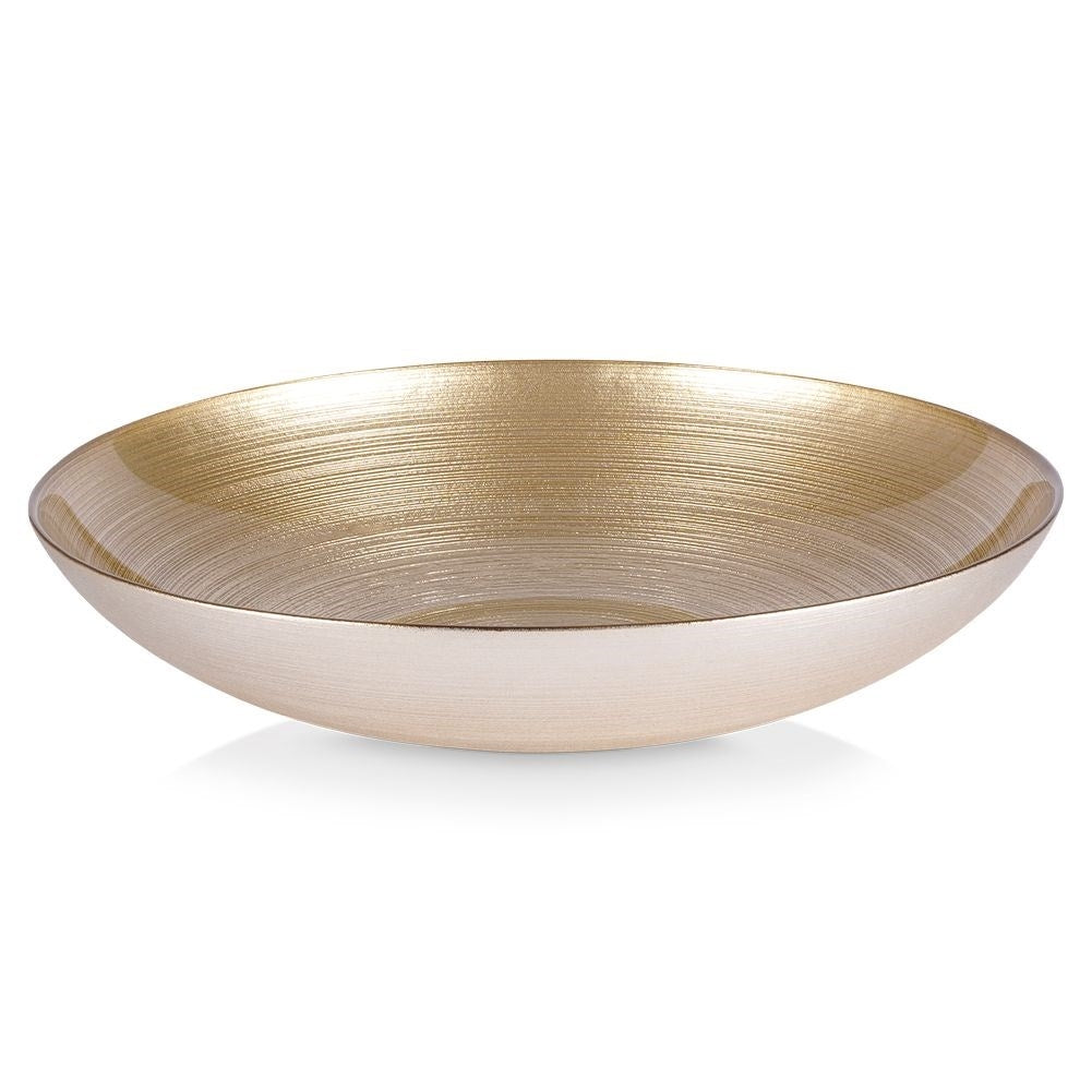 Large golden glass bowl for salad and serving