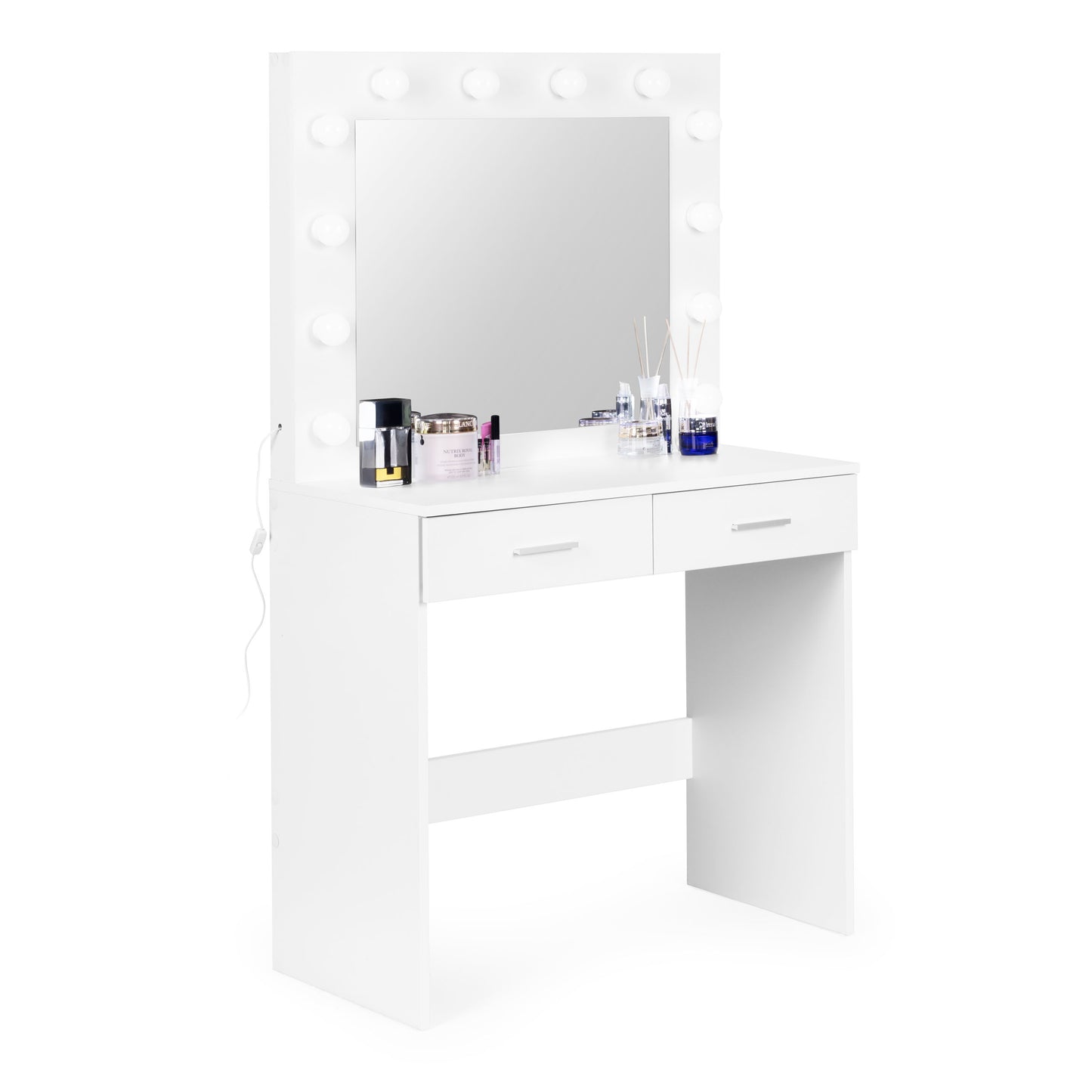 Large modern cosmetic dressing table, mirror lighting