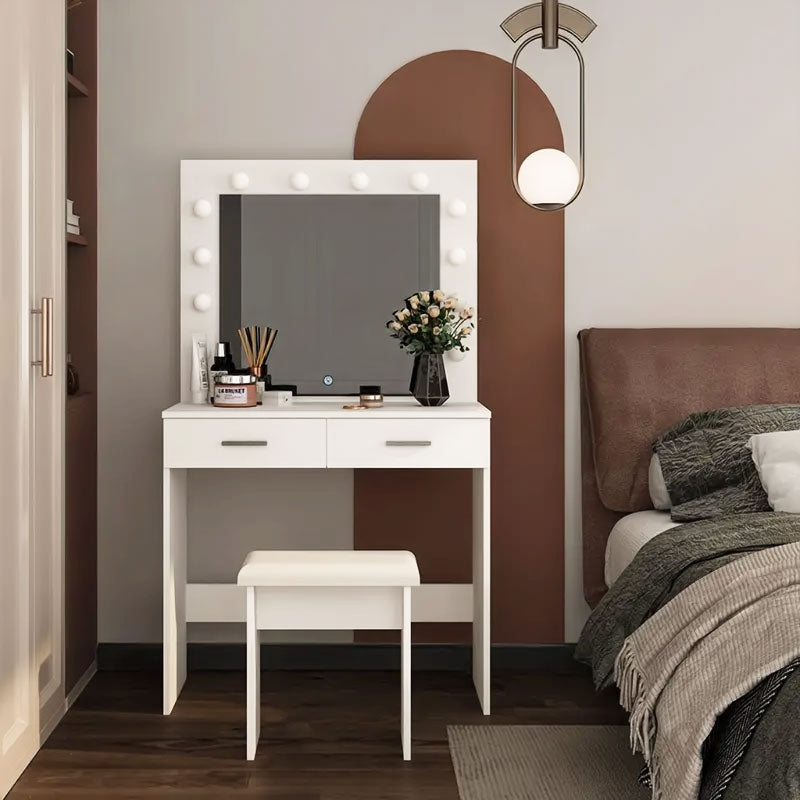 Large modern cosmetic dressing table, mirror lighting