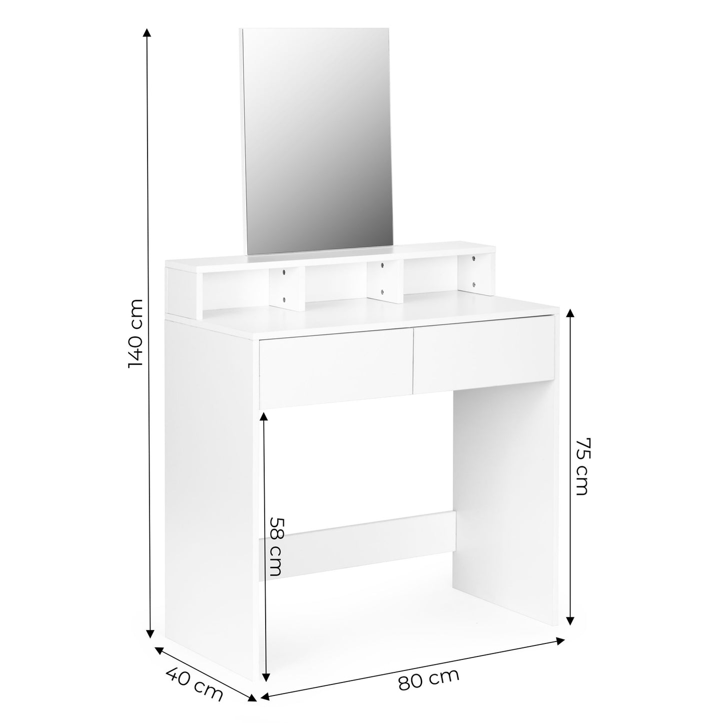 Large modern cosmetic dressing table with mirror drawer