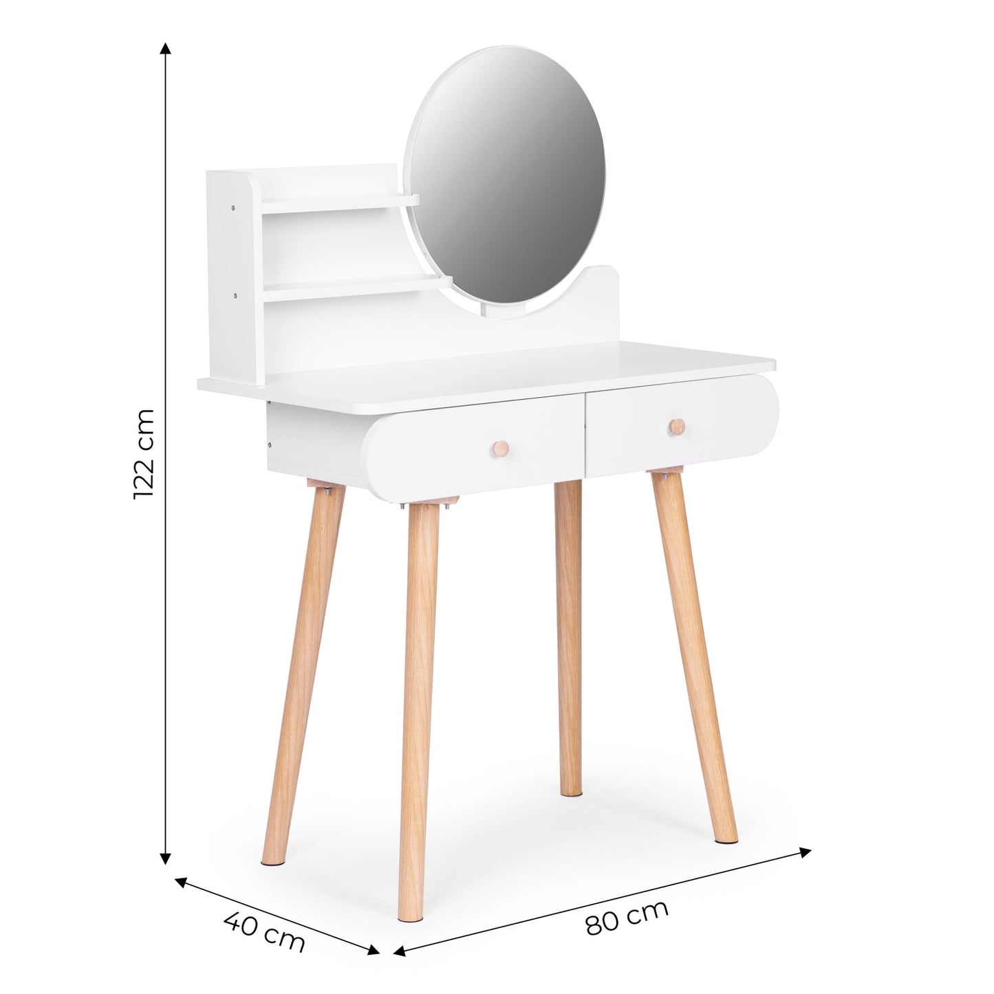 Large modern cosmetic dressing table with mirror shelves