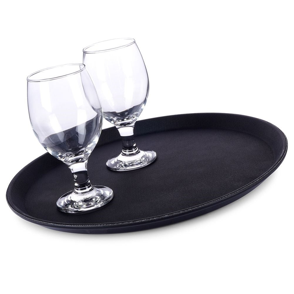 Large non-slip serving tray in durable black material