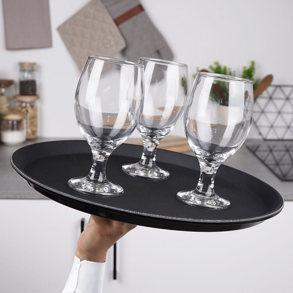 Large non-slip serving tray in durable black material
