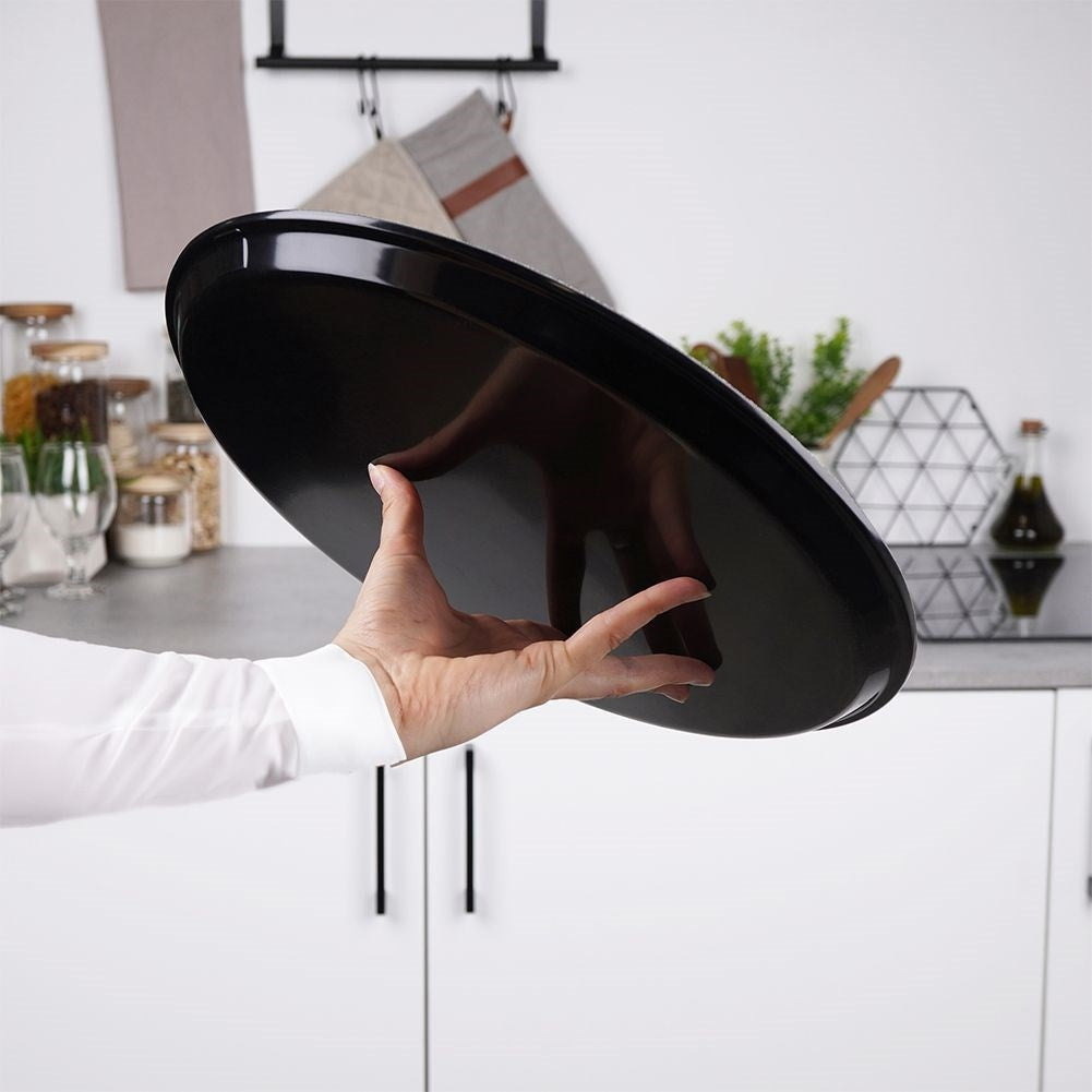 Large non-slip serving tray in durable black material