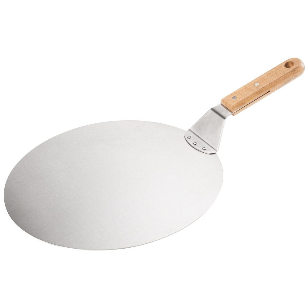 Large pizza shovel in stainless steel with wooden handle
