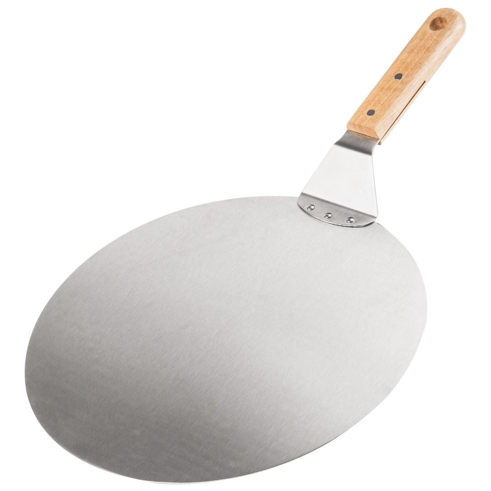Large pizza shovel in stainless steel with wooden handle