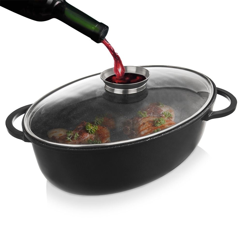 Large pot 8L with heat-resistant glass lid and non-stick