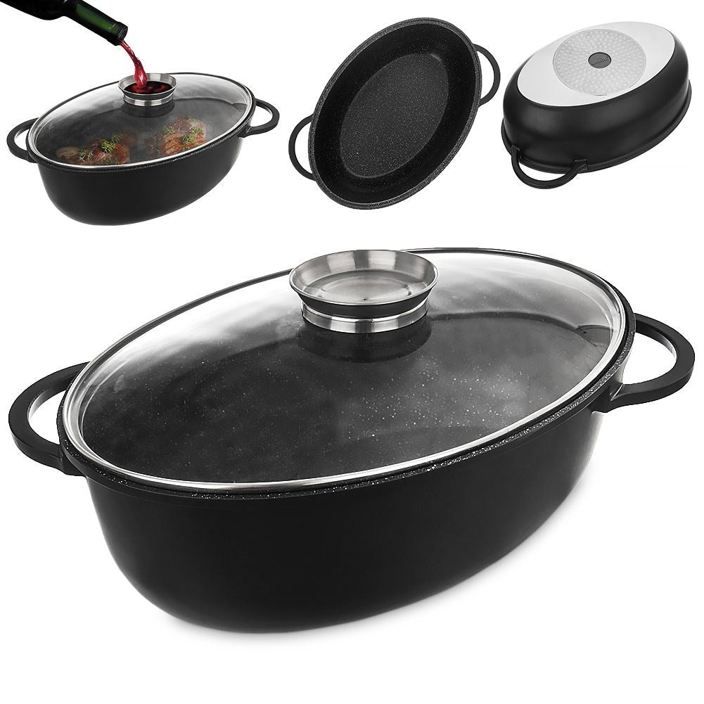 Large pot 8L with heat-resistant glass lid and non-stick