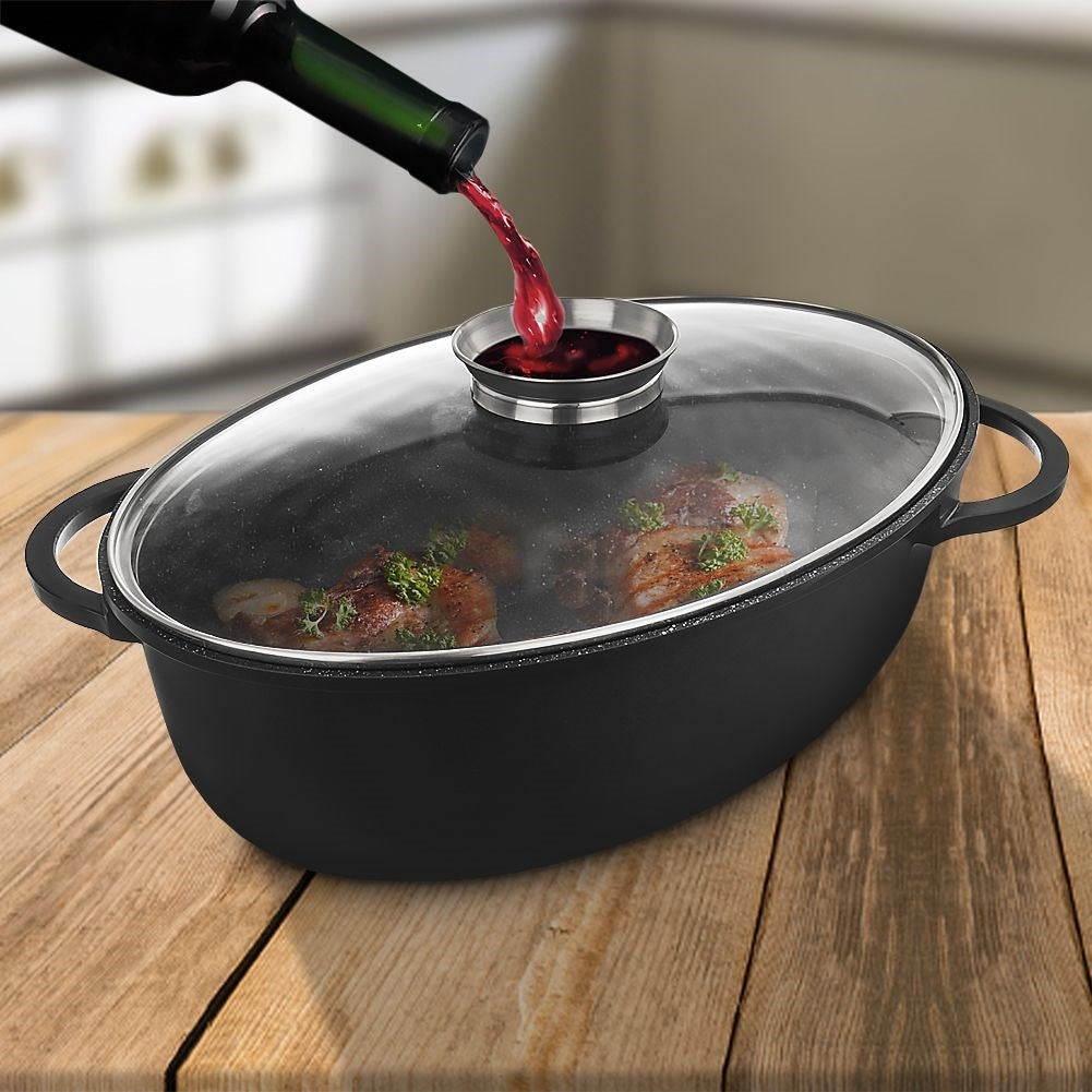 Large pot 8L with heat-resistant glass lid and non-stick