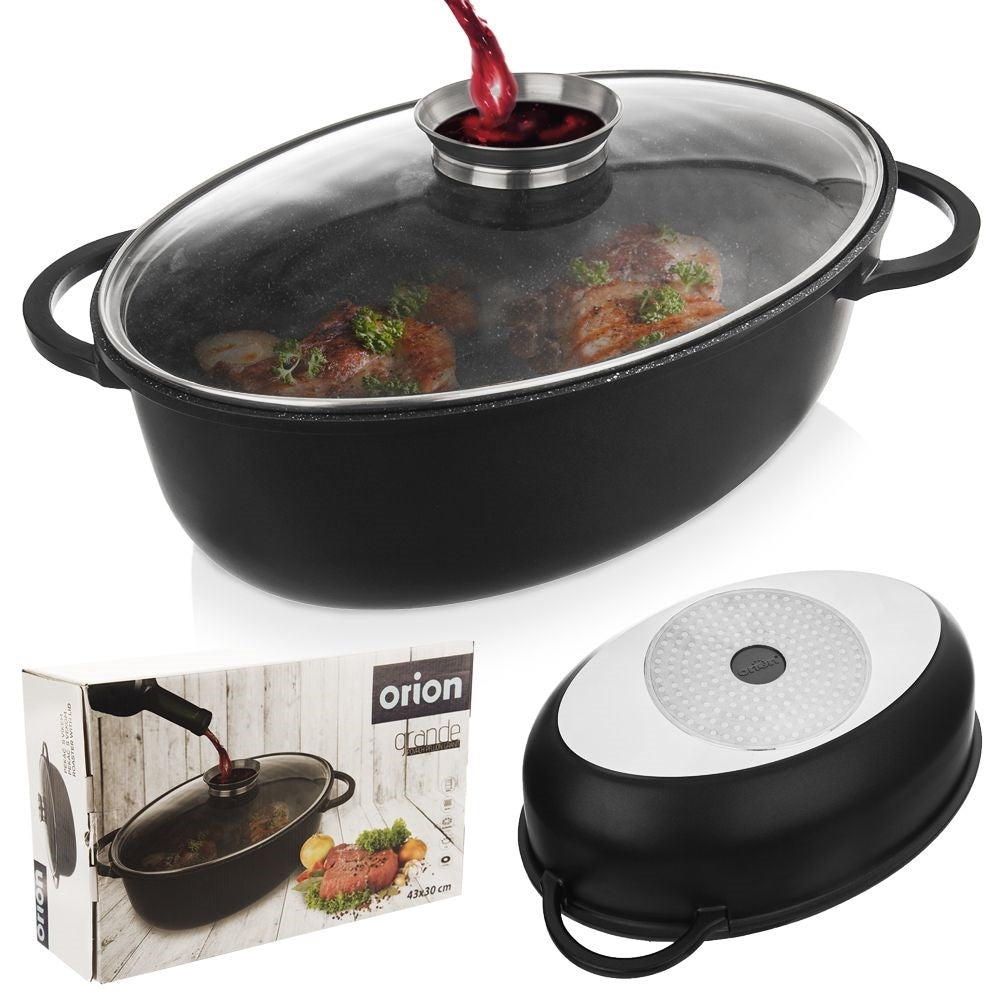 Large pot 8L with heat-resistant glass lid and non-stick