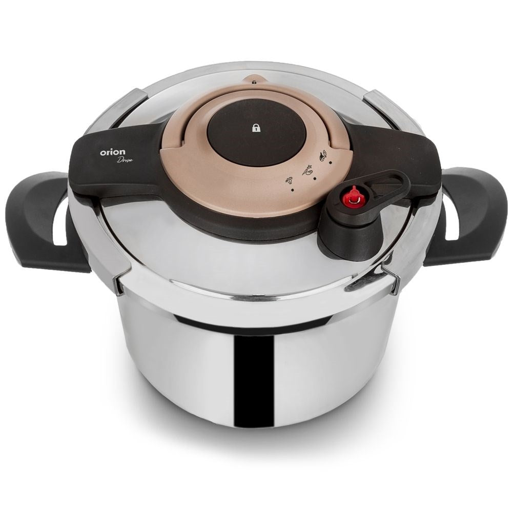 Large pressure cooker in stainless steel, 7 litres, safety valves