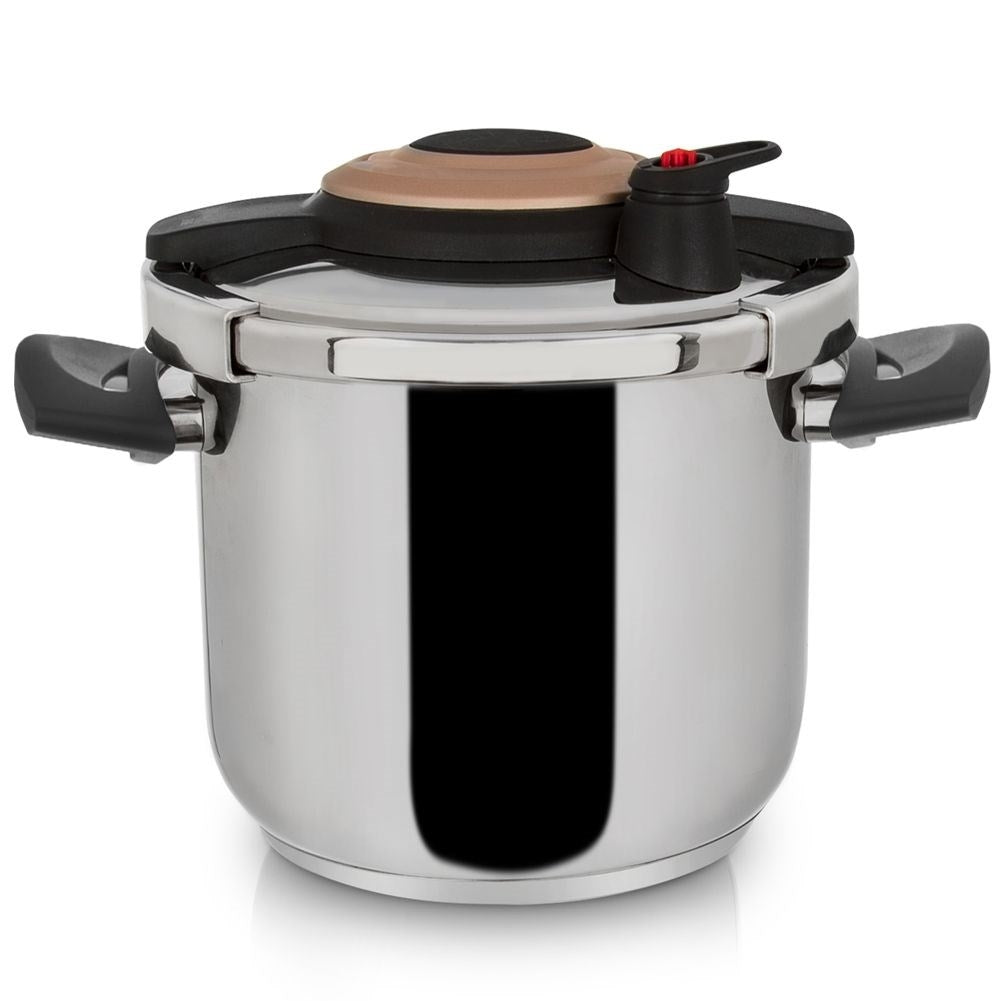 Large pressure cooker in stainless steel, 7 litres, safety valves