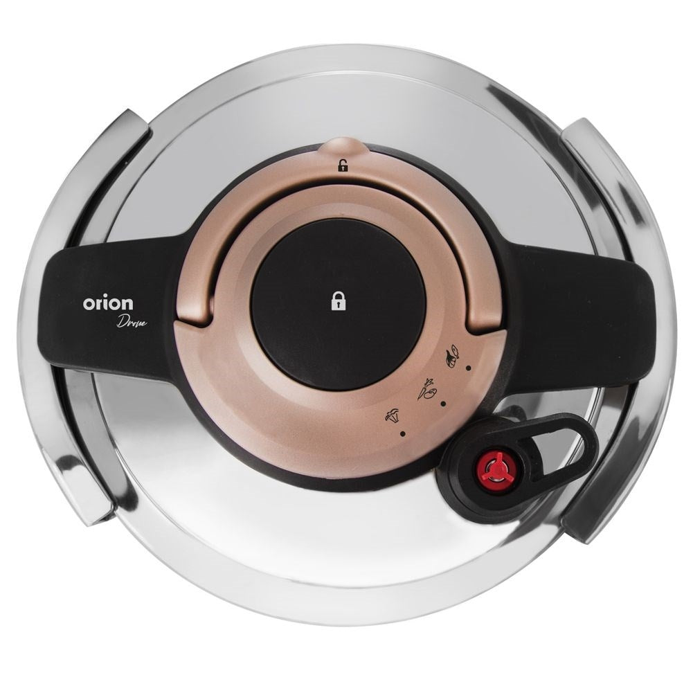Large pressure cooker in stainless steel, 7 litres, safety valves