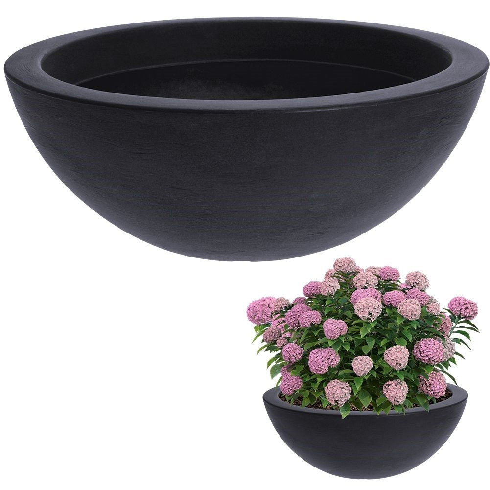 Large round pot, weatherproof stone imitation for outdoor use